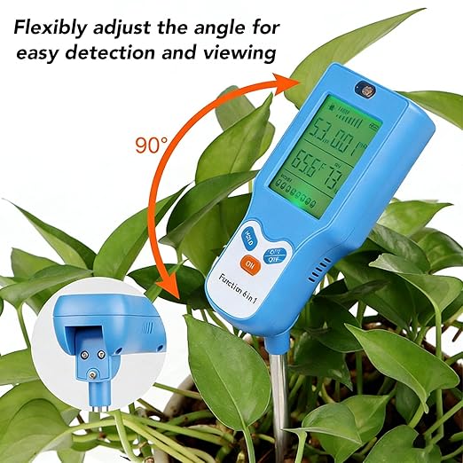 Naroote 6 in 1 Soil Meter, pH Temperature Humidity Light Fertility Tester for Yard Garden Greenhouse Planting, with Backlight LCD Screen and High Sensitivity Probe