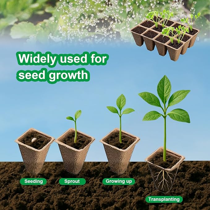 Seedling Starter Trays,Biodegradable Seed Starter Trays for Seedlings,Eco-Friendly Peat Pots(60 Cells - 5 Pack)