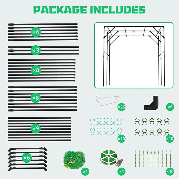 DoCred Garden Arch Trellis for Climbing Plants, 79 Inch Tall Metal Plant Support Trellis Archway for Climbing Vine Vegetable/Fruit/Flower Outdoor Yard Lawn Garden Arch Tunnel Trellis