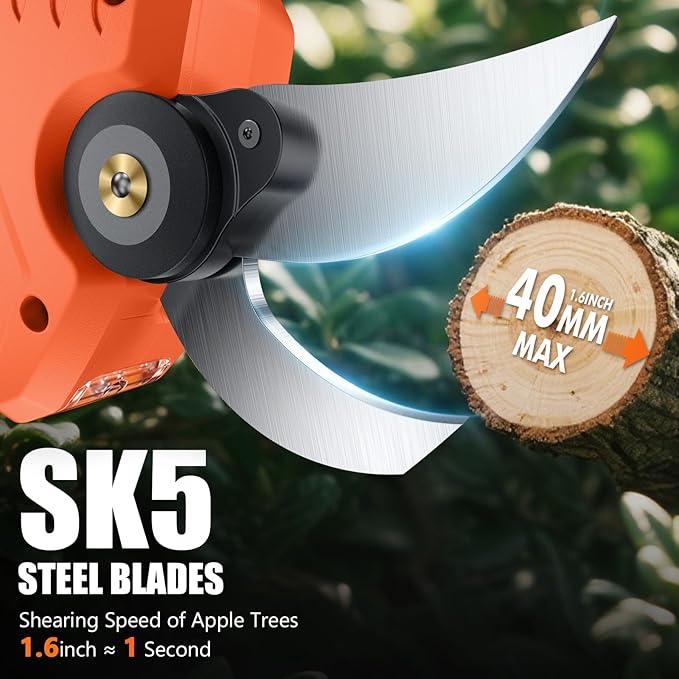 VOTREK® Electric Pruning Shears Cordless, [1.6'' Cutting Diameter] Professional Battery Powered Pruner, Garden Scissors for Tree Trimming Branch Cutter [SK5 Blades] [Brushless Motor] [LCD Display]