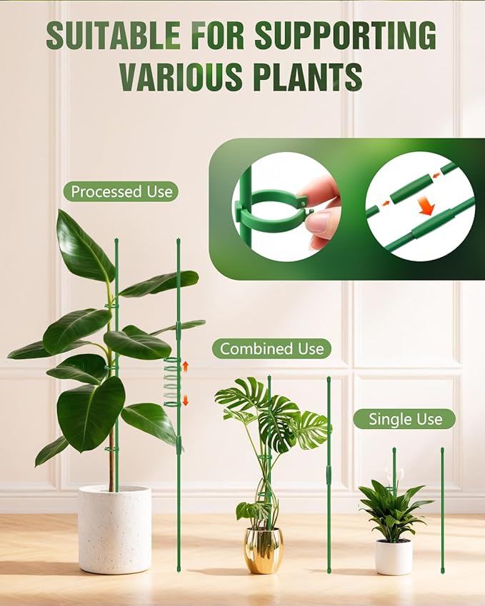Joyhalo 16 Pack Plant Stakes for Indoor Plants, 12 Inch and 16 Inch Garden Stakes, Adjustable Plant Support Sticks for Tall Plants As Tomatoes Beans Orchid Vegetable