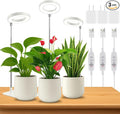 Dual-Use Ring Grow Light for Plants, Full Spectrum LED with Auto Timer, 5-Level Dimmable, Adjustable Height 7-17.6 Inches for Indoor Plants, Succulents, Greenhouse 3 Pack