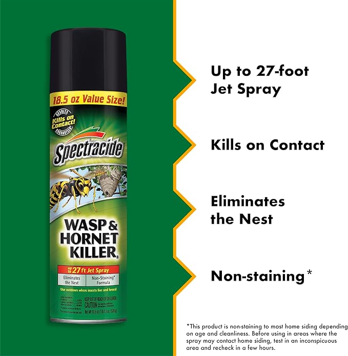 Spectracide Wasp & Hornet Killer Aerosol Kills Wasps, Hornets And Yellow Jackets On Contact & Eliminates The Nest, 12 Pack