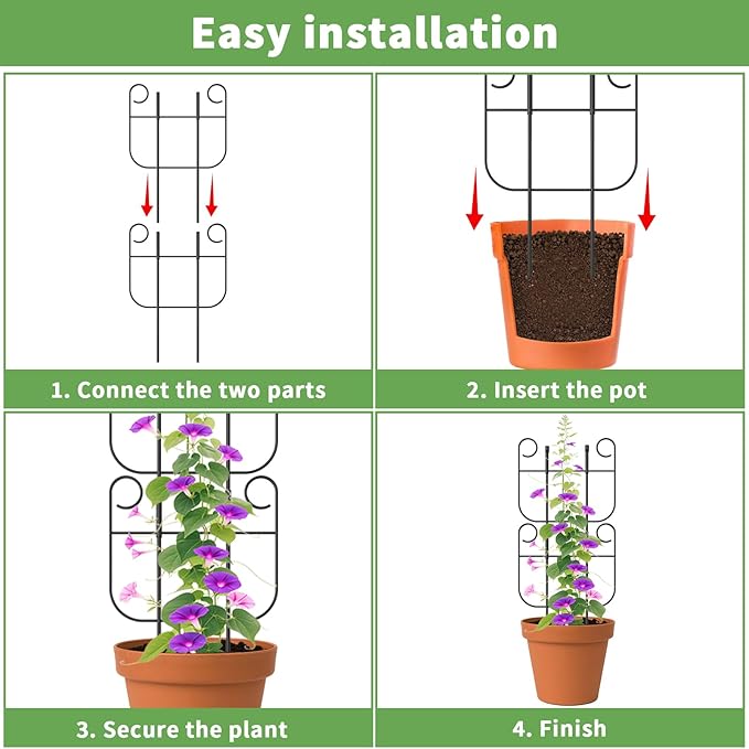 8 Pack Trellis for Climbing Plants Indoor, Expandable Small Metal Trellis for Potted Plants, Flowers Vine Ivy, Sturdy Houseplant Pothos Plant Climber Support