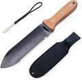 YANG Hori Hori Garden Knife, 7" Stainless Steel Gardening Knife with Oxford Cloth Sheath, Full Tang Beechwood Handle Garden Tool for Digging, Planting & Weeding, Pointed Tip for Hard Soil