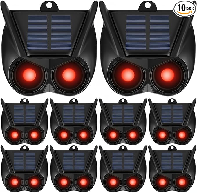 Qualirey 10 Pack Solar Animal Repellent Nocturnal Predator Control Light Animal Repellent for Coyote, Raccoon, Deer, Skunk Outdoor Predator Deterrent Devices for Garden Yard Farm Chicken Coop