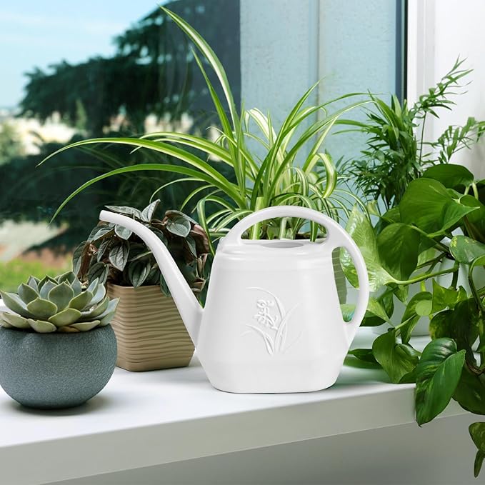 Plastic Watering Can - for Indoor and Outdoor Plant - 1/2 Gallon - White