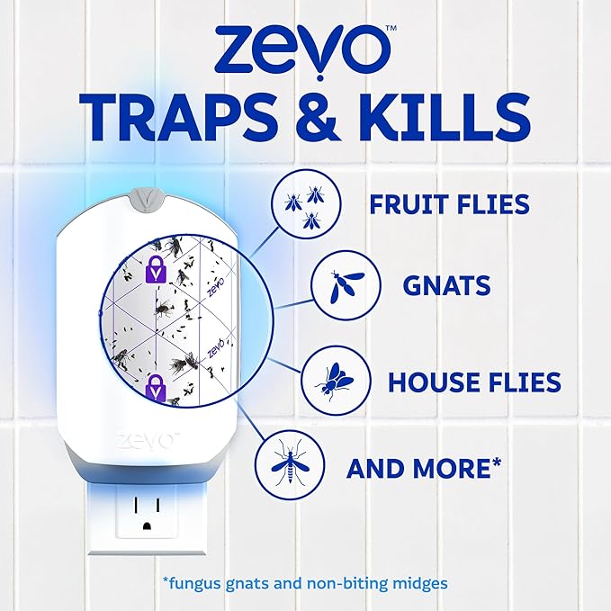 Zevo Flying Insect Trap Official Refill Cartridges - Fits Both Zevo Trap & MAX Indoor Fly Trap - Authentic Trap+Lock Technology to Catch Gnats, House & Fruit Flies (6 Official Refill Cartridges)