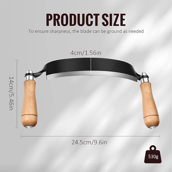 8'' Draw Knife Woodworking Curved Debarking Tool with Ergonomic Handle, 1095 High Carbon Steel Blade, Durable & Sharp, for Tree Pruning, Woodworking, and Bark Stripping