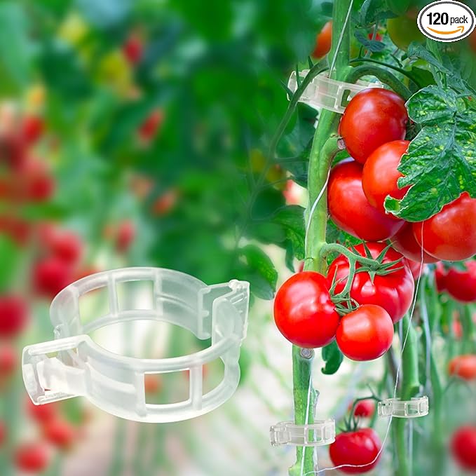 120 Pack Tomato Clips for Climbing Plants - Plant Support Clips, Garden Clips & Tomato Trellis Accessories | Plastic Plant Clips for Vertical Gardening, Cucumbers, Orchids, Vegetables