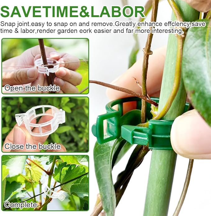 300 Pcs Plant Clips - Plastic Plant Clips for Climbing Plants,Reusable Plant Support Clips for Tomatoes, Vines,Cucumbers, and Climbing Plants,Gentle & Secure Garden Clips for Indoor & Outdoor Use