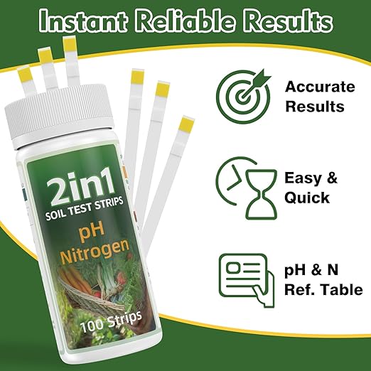 2-in-1 Complete Soil Test Kit for pH & Nitrogen – Includes Soil Sampling Spoon & Centrifuge Tube – Accurate & Easy-to-Use Soil Tester for Garden, Lawn & Plants Care