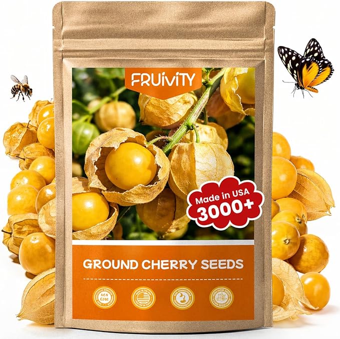3000+ Ground Cherry Seeds for Planting, Heirloom Fruit Seeds for Outdoor Vegetable Garden, Open-Pollinated, Sweet Pineapple Ground Husk Cherry Tomatoes - Physalis pruinosa