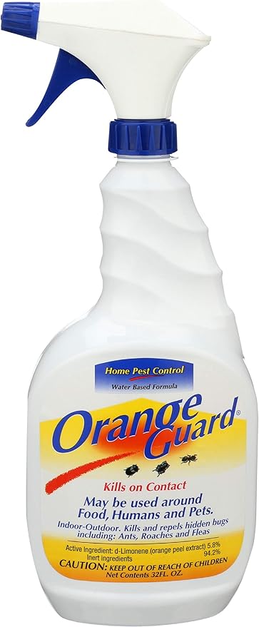 Orange Guard Home Pest Control Spray with D-Limonene | All-Natural Food Grade Orange Peel Oil for Bugs, Ants, Roaches, Fleas, Palmettos and Silverfish - 32oz