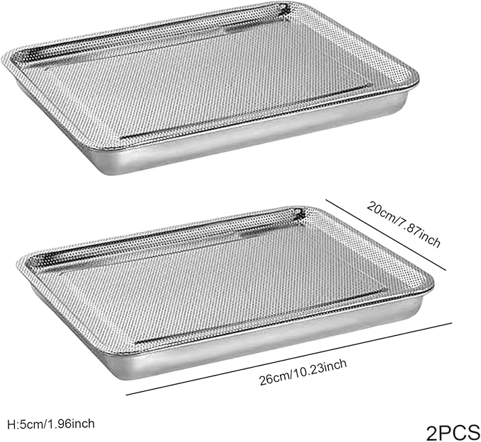 Seed Sprouter Tray Stainless Steel Seed Germination Tray Kit Rectangle Wheatgrass Bean Sprouts Grow Tray for Garden Supply 26x20x5 cm 2PCS Home Decor Accessory