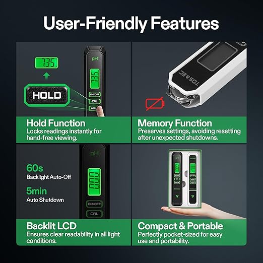 VIVOSUN Digital pH and TDS Meter Kits and Soil Tester, 3-in-1 Plant Moisture Meter Light and PH Tester for Home, Garden, Lawn, Farm, Indoor and Outdoor Use, Promote Plants Healthy Growth