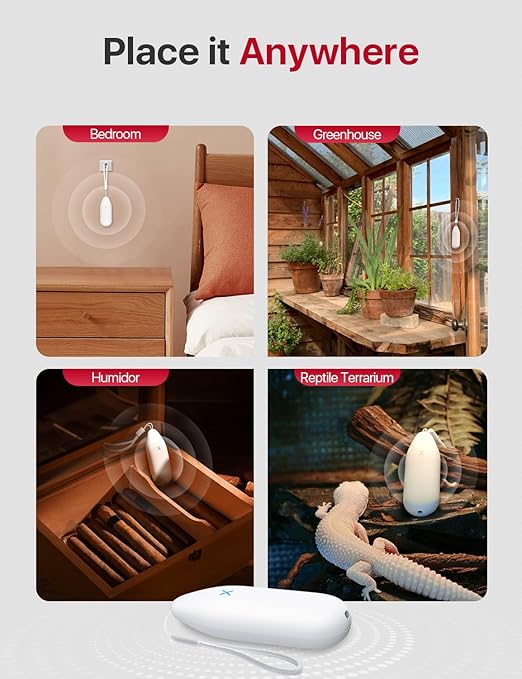 X-Sense Indoor WiFi Thermometer Hygrometer, Room Thermometer with App Control, Temperature Sensor for House, Bedroom, Wine Cellar, Basements, SBS50 Base Station Required (Not Included)