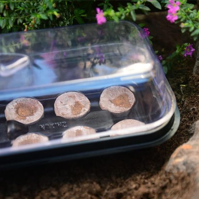 Propagation Tray 12-Cell Starter Kit - Seedling Plant Humidity Dome, Garden Plant Cloning Tray | Greenhouse Vegetable Flower Garden Yard Farm Growers Reusable Seed Germination Trays for Plants