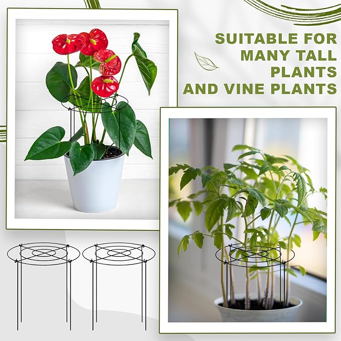 Geelin 15 Pack 12 x16 Inch Peony Cages and Supports Grow Through Metal Plant Supports Frame Rings Hoops for Outdoor Plants Peony Flowers Tomato Rose(Black)