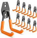 3-H Garage Wall Hooks Heavy Duty 8 Pack, Anti-Slip Steel Wall Mount Storage Hooks for Hanging Ladder Garden Yard Tools, Utility Organizer for Garage Lawn Shed(Orange)
