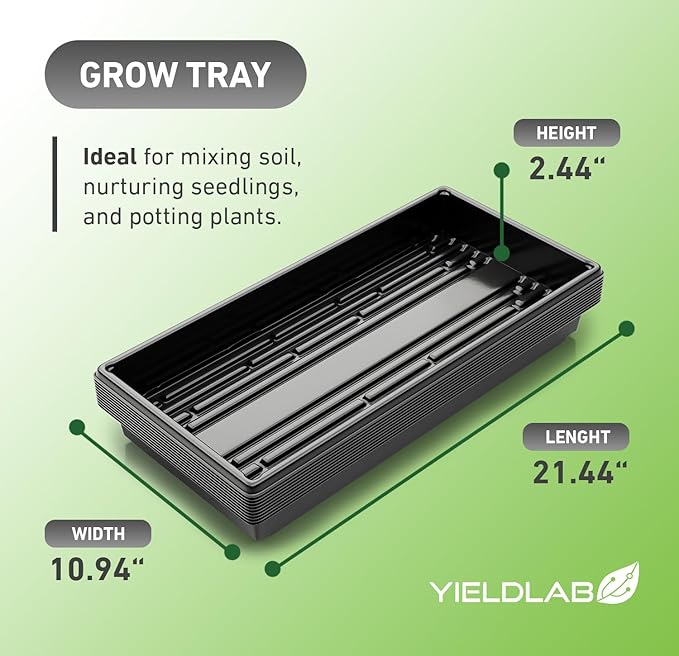 10x20 Inch Black Plastic 100 Pack Plant Propagation Tray – Growing Trays for Garden, Planting, Seedling, Soil & Hydroponic Horticulture - Microgreen Trays Grow Plants - No Drain Holes