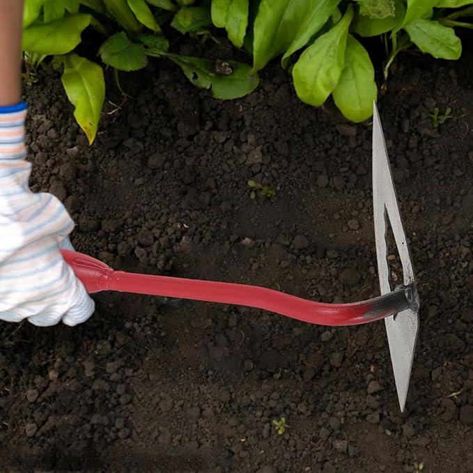 Sosoport Gardening Hoe 15.74 Inch Lightweight Hand Hoe for Weeding Digging Soil Cultivation Durable Outdoor Plowing Tool