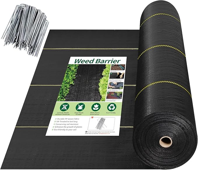 Shade&Beyond Custom 3ftx226ft Weed Barrier Fabric, 3.5oz Heavy Duty Landscape Fabric with Superior Permeability Weed Control, Garden Woven Ground Cloth with Staples