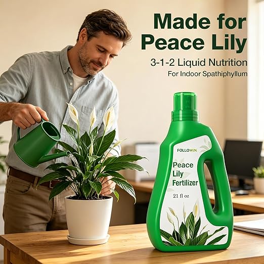 Followin Peace Lily Plant Food, 3-1-2 NPK Liquid Fertilizer for Indoor House Plants, EDTA Chelated Micronutrients, Spathiphyllum Concentrate Supporting Green Foliage and Healthy Roots, 21 fl oz
