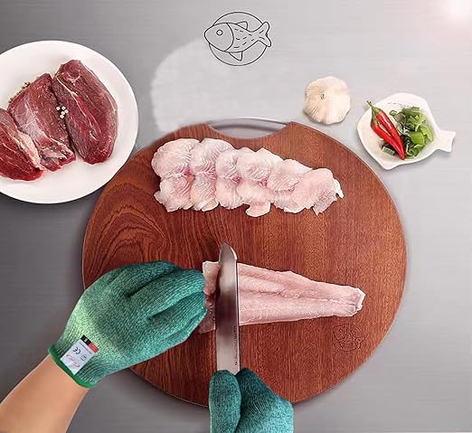 Cut Resistant Gloves, 1 Pair, Small, Green - Cut Proof Kitchen Gloves for Chef, Oyster Shucking, Fish Fillet Processing, Carving Wood and Gardening