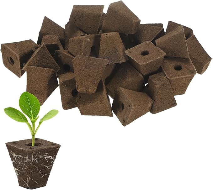 M METERXITY 50-Pack Grow Sponges, 1.4x1x1.5 Inch Replacement Root Growth Sponges Seed Pods for Plant Rooting/Seed Germination/Hydroponic Gardens System Supplies, Starter Plug for Seeds