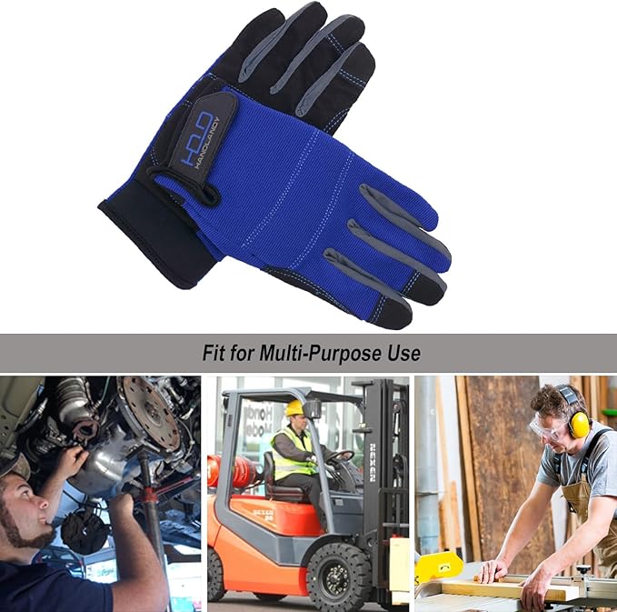 HANDLANDY Work Gloves for Men & Women, Utility Mechanic Working Gloves Touch Screen, Flexible Gardening Gloves for Yard