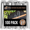 GORILLA GRIP 100 Pack Strong Galvanized Steel Landscape Staples, Rust-Resistant Sharp Tips, Plant and Garden Stakes, Adjustable Ground Yard Anchors, Outdoor Metal Landscaping Pins for Lawn, 6 Inch