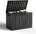 45 Gallon Resin Deck Box, Lockable Outdoor Storage Box for Patio Cushions Storage Furniture,Garden Tools, Pool Supplies, Weatherproof and UV Resistant (Black)