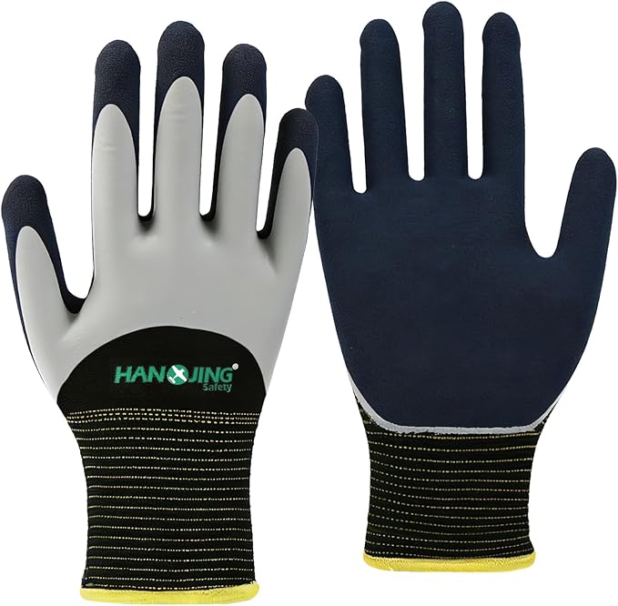 Gardening Gloves, Waterproof Thorn Proof, Flexible Latex Non-Slip, Women Men Rose Pruning Outdoor Work, 1 Pair (Grey White, XL)
