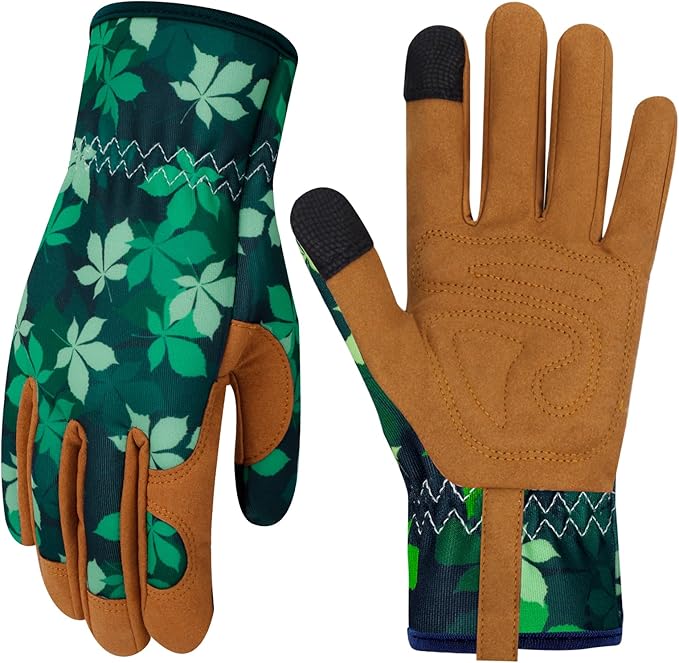 Leather Gardening Gloves for Women Thorn Proof Garden Gloves Touch Screen Working Gloves Gifts,M