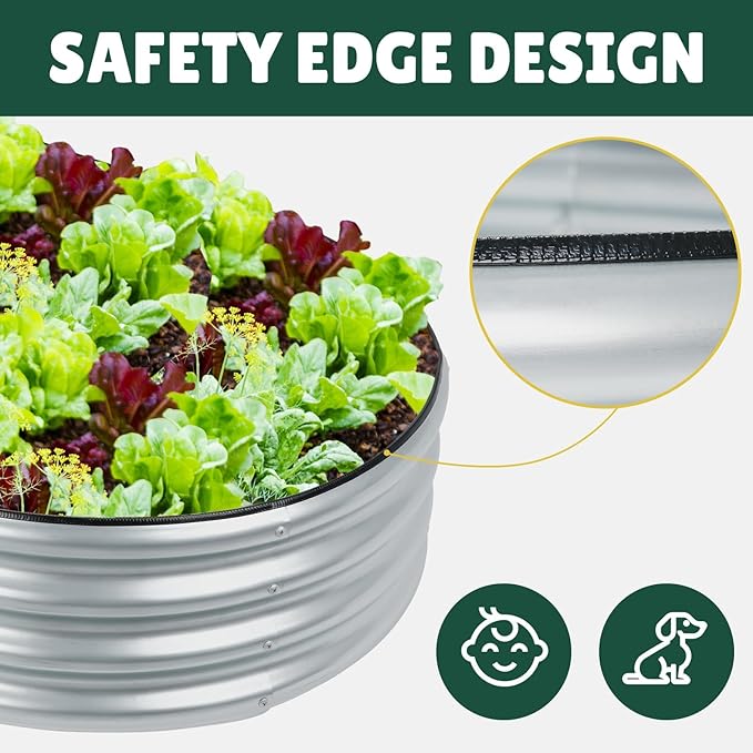 LINEX Galvanized Raised Garden Bed 4x2x1 ft, Metal Raised Garden Beds Outdoor Planter Boxes Clearance for Gardening Vegetables Flowers Herbs Above Ground