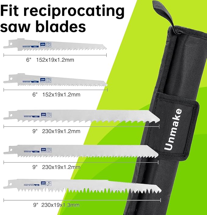 Sawzall Blade Holder with Hook and Loop Tape | Heavy-Duty Fit Reciprocating Saw Blades & Sawzall Blades | Storage Tool for Wood, Metal, Pruning & Tree Cutting | Fits Dewalt, Ryobi, Milwaukee & More