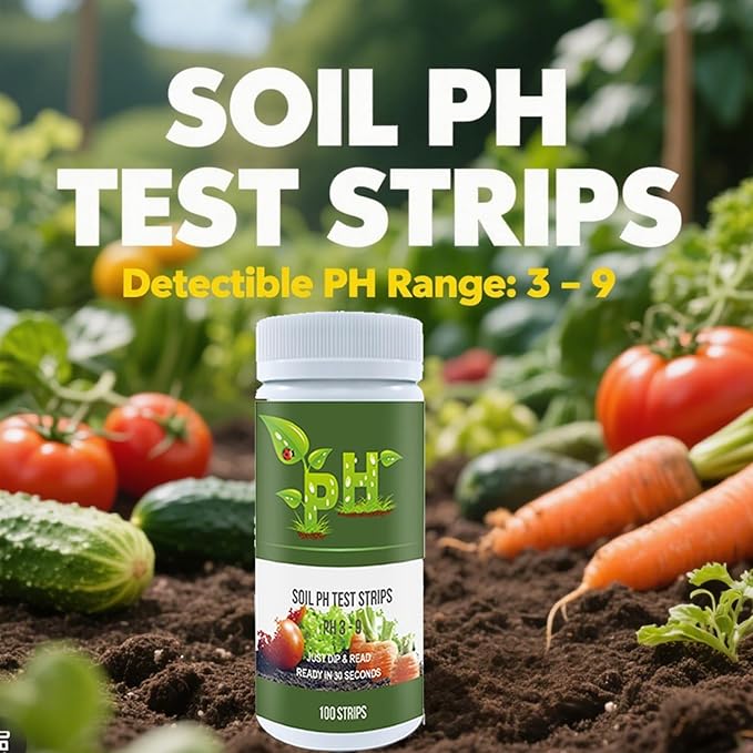 Soil Test Kit Soil pH Test Kit Soil pH Test Strips (3-9 Range) Soil pH Tester Strips, 100 Strips Test Strip Soil of Garden Lawn Grass Flower Vegetable Compost Indoor and Outdoor Plants
