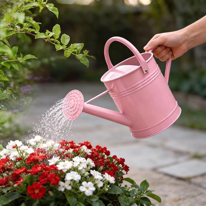 6.5L Metal Watering Can for Outdoor & Indoor Plants, Galvanized Steel Metal Water Can with Removable Spout, Movable Top Handle, Rust-Resistant Watering Pot for Garden, Lawn, Flowers