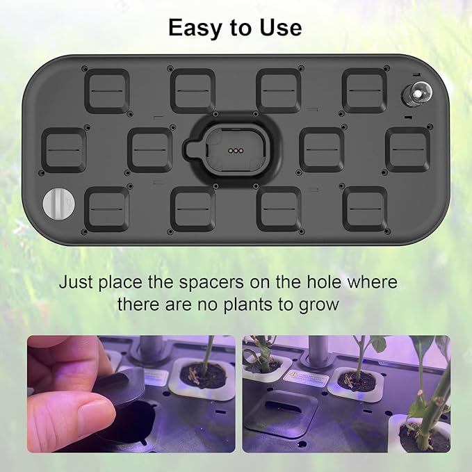 25 Pack Square Plant Spacer Kit for Hydroponic Growing System, Hydroponics Cover Lid Accessories for Indoor Garden Spacer Caps, Compatible with Idoo,QYO,LYKO and Most Square Seed Pods, Black