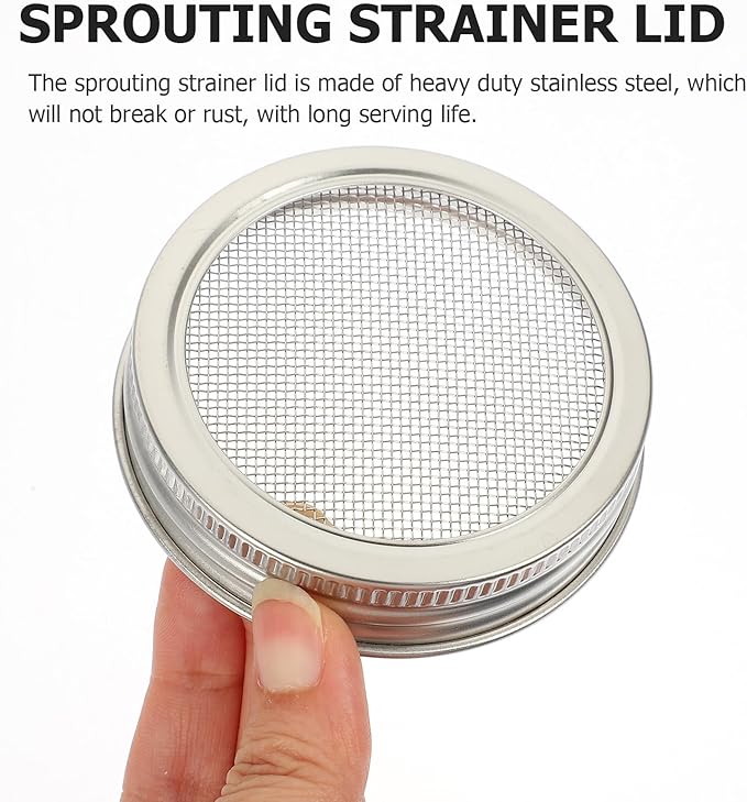 4pcs 70mm Stainless Steel Sprouting Lids for Mason Jars, 304 Mesh Sprouter Covers for Germinating Seeds, Canning Kit Accessories for Home Kitchen Use