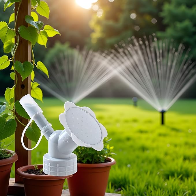 White Bottle Cap Sprinkler 2 in 1 Reusable Plastic Sprinkler Nozzle for Flower Bottle Watering Cans Shower Head Garden Tool Grey Color Lawn and Garden Sprinklers