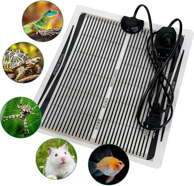 YOUMU Reptile Heating Pad- (5W/15W/25W/35W) Temperature Adjustable Terrarium Heat Mat for Turtle/Snake/Frog/Lizard/Small Animals/Plant Box (15W(8.66in*9.84in))