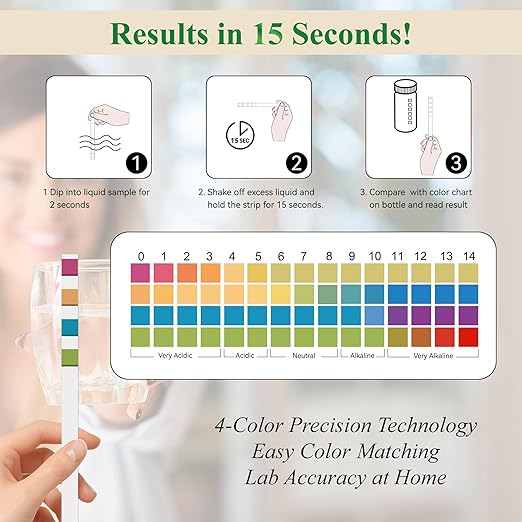pH Test Strips 0-14, 150CT pH Testing Kit for Drinking Water, Pool Spa Aquarium Fish Tank Urine Saliva Food Beverage Kombucha Soil Hydroponics, Litmus Paper pH Tester Kit for Soap Making, Skincare