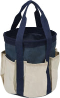 HARFINGTON Garden Tool Bag 7.5" x 8.3" Large Oxford Waterproof with Pockets Garden Tote Bag Gardening Plant Tool Organizer Storage Carrier Store for Outdoor Women Men, Dark Blue
