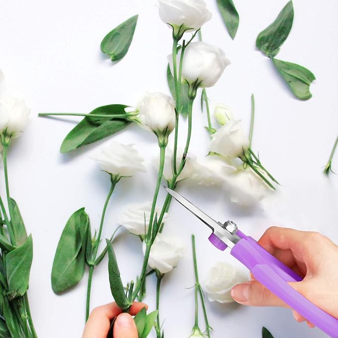 Housolution Flower Scissors, Strong Floral Shears, Premium Steel Garden Pruning Shears Floral Fruits Leaf Scissors Hand Pruner Snip Trimming Tool for Gardening Flower Arrangement, Purple