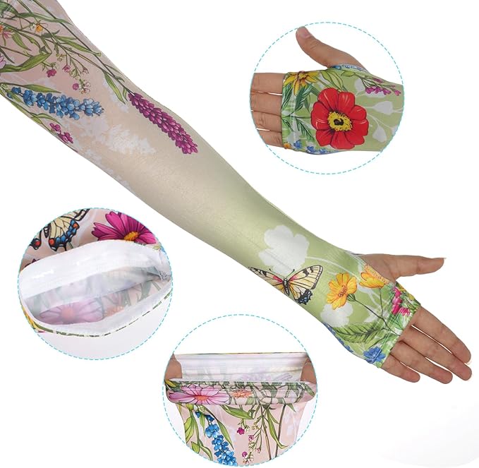 Gardening Sleeves, Butterfly Pattern, Thorn Proof, Sun Protection, Arm Cooling, Gardener Arm Protector Gloves, Women's One Size, Multicolor, Classic Style