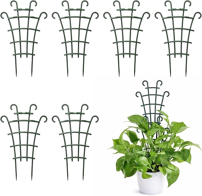 6 Pack Stackable Plant Support for Indoor Gardening, Plant Trellis Indoor, Trellis for Potted Plants, Vertical Growth Solution for Climbing Plants, PP Material Indoor Plant Trellis for Potted Plants