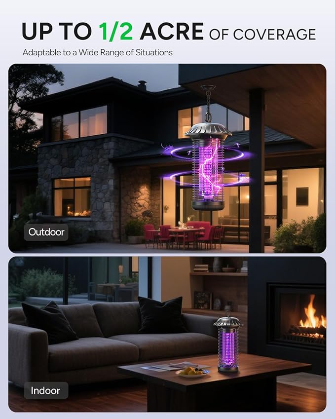 Buzbug LED Bug Zapper Indoor Outdoor, Up to 50,000 Hours Lifespan Lamps, 6.5 ft Power Cord, High-Voltage, Mosquito Zapper, Fly Trap Mosquito Trap, Fly Killer Fly Zapper -MO008C