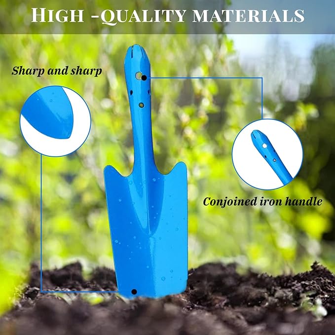 Garden Trowel for Digging and Planting, Mini Colorful Metal Hand Shovel, Small Trowel Set Garden Tools for Flower Soil Planting Digging Transplanting Ideal Gardening Gift for Kids